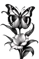 tulip and butterfly  tattoo design idea