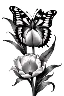 tulip and butterfly  tattoo design idea