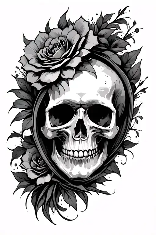 Negative Space with skull tattoo design idea