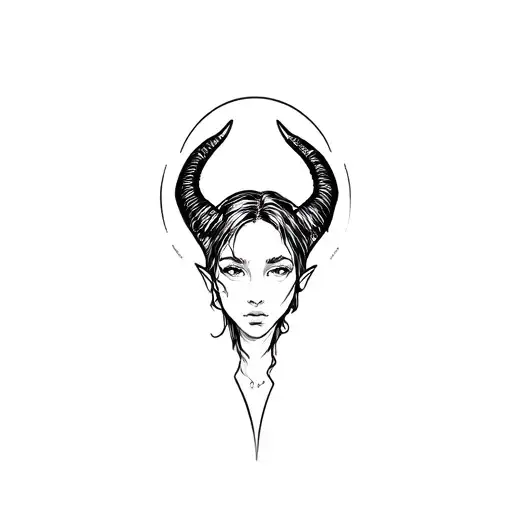 a devilish halo between 2 sets of devil horns  tattoo design idea