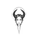 a devilish halo between 2 sets of devil horns  tattoo design idea