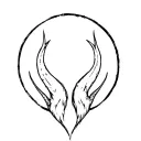 a devilish halo between 2 sets of devil horns  tattoo design idea