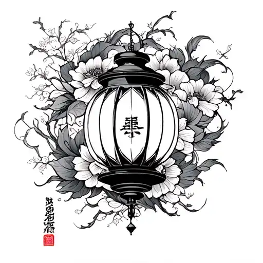 lantern jap patterns tattoo design idea
