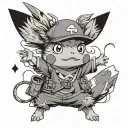 pikachu dressed as luffy tattoo design idea