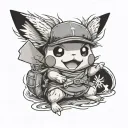 pikachu dressed as luffy tattoo design idea