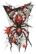 goth spider, angular aggressive black work  tattoo design idea