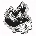 snowboarding mountains tattoo design idea