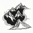 snowboarding mountains tattoo design idea