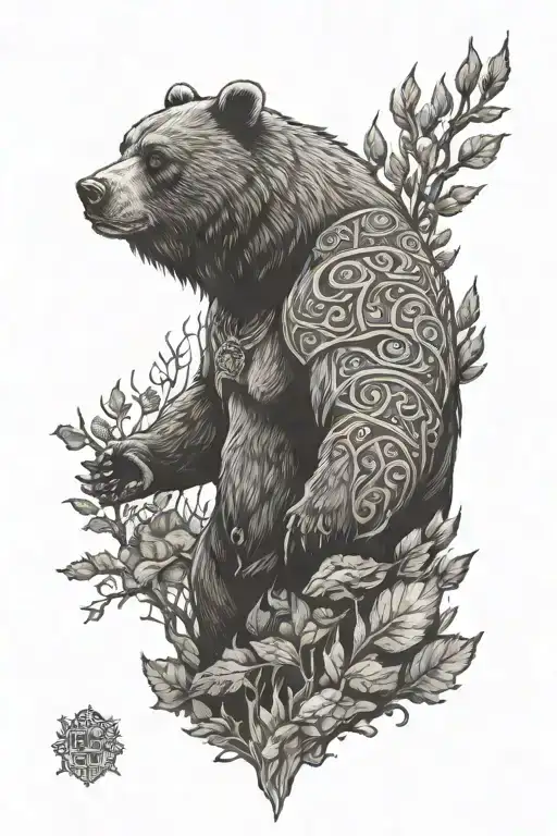 bear,nature, strong, viking, firefighter, beast, father tattoo design idea