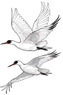 two cranes flying tattoo design idea