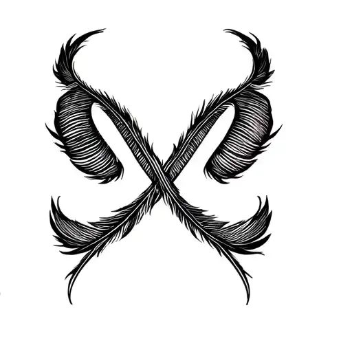 feather making an infinity sign with stem tattoo design idea