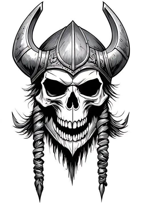 viking warrior skull tattoo design idea