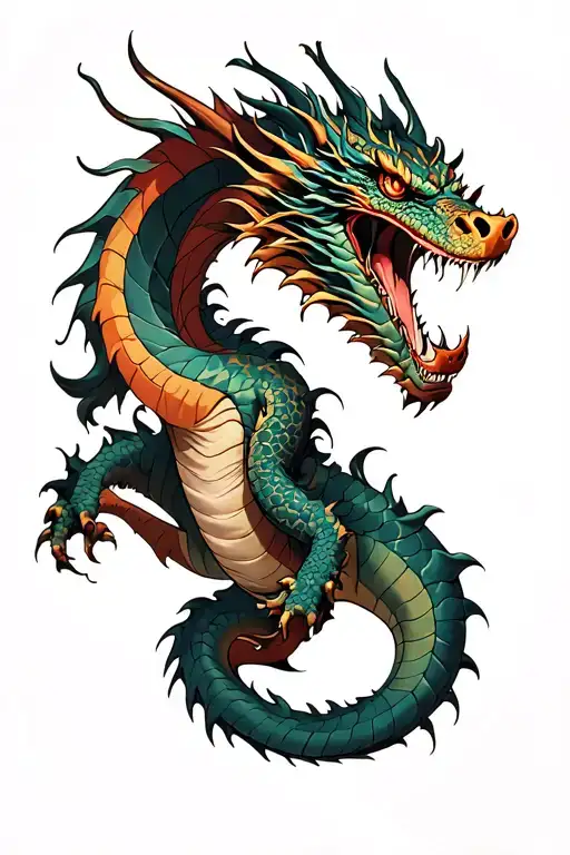 dragon wrapped around arm sleeve tattoo design idea