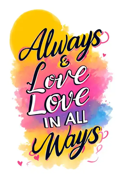 "Always Love & Love in All Ways" elegant script with the sky background tattoo design idea