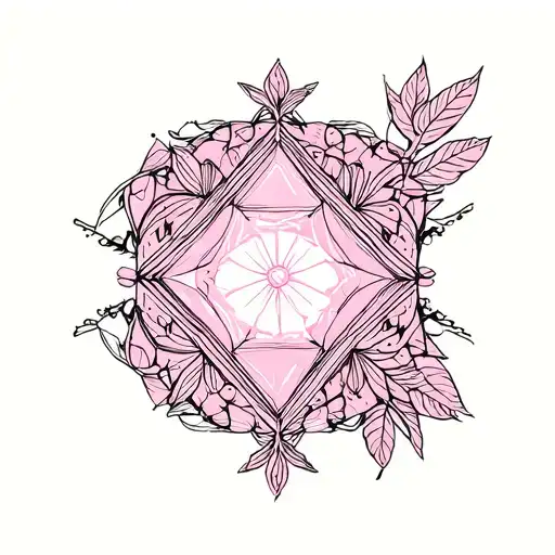 pink in realistic with geometric ornaments tattoo design idea