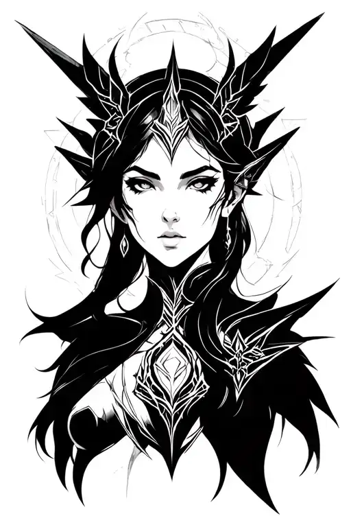 Cassiopeia only face character League of Legends tattoo design idea