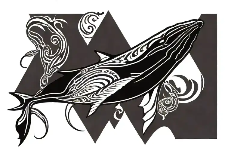 humpback whale breaching tattoo design idea