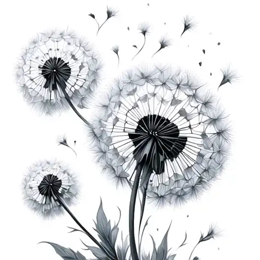 blowing dandelion tattoo design idea