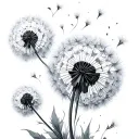 blowing dandelion tattoo design idea