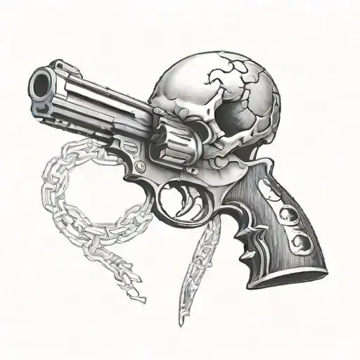 skull and gun tattoo design idea