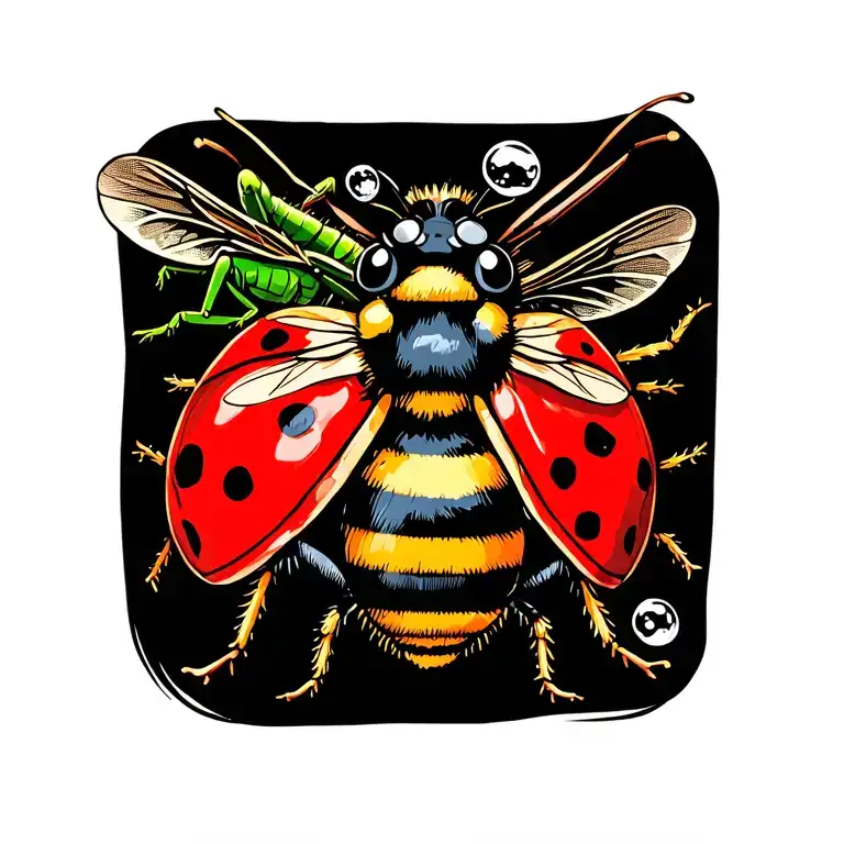 Bubblebee  ladybug and a grasshopper tattoo design idea