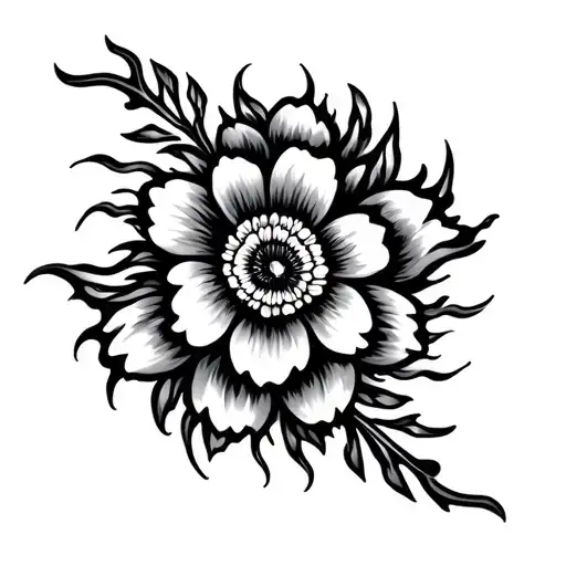 flower with flame like aura tattoo design idea