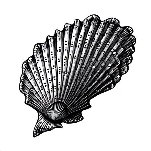 scallop shell with morse code tattoo design idea