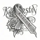 the name Kristin with a cancer ribbon above it  tattoo design idea