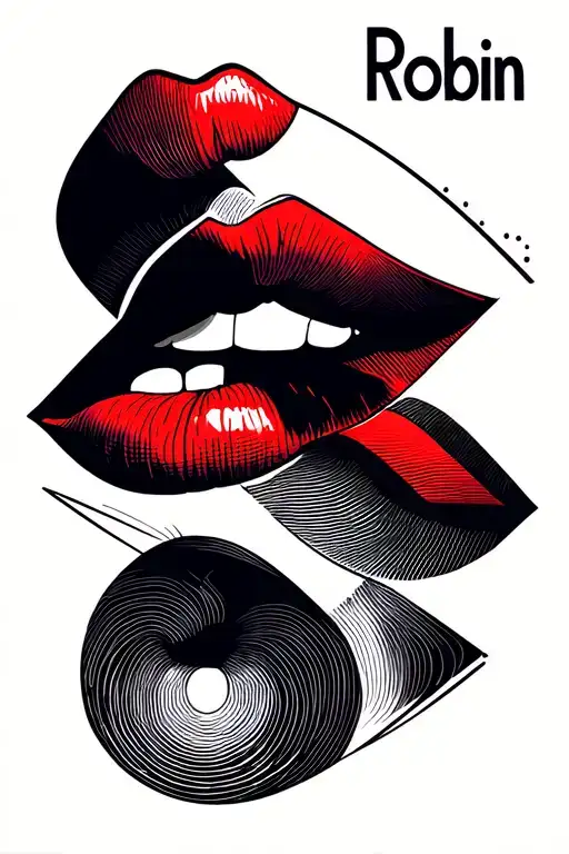 "Robin" lips kissing tattoo design idea