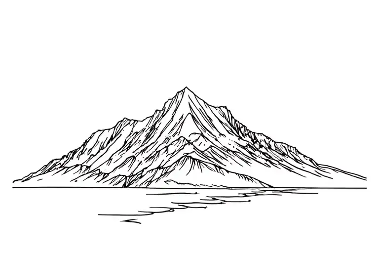 Table Mountain in South Africa outlined tattoo tattoo design idea