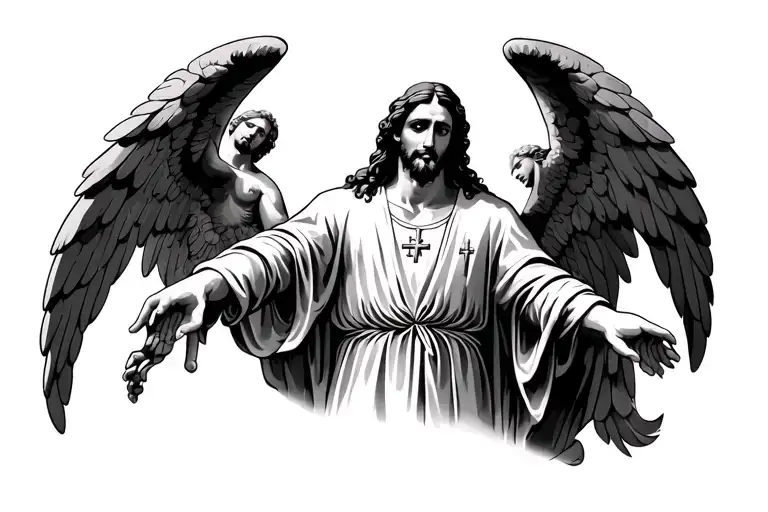Jesús, catholic, angels, saints tattoo design idea