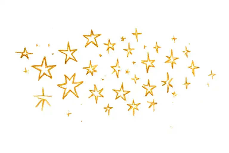 cluster of softly glowing stars in a line tattoo design idea