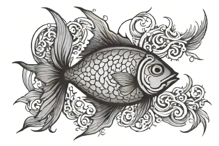 Be Still above a half Christian fish symbol tattoo design idea