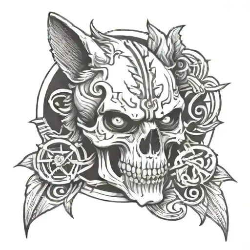 skull, raven, knuckle duster, wolf, rune tattoo design idea