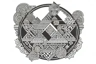 aztec pattern forming around the uploaded photo tattoo design idea