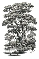 cypress tree and bayou tattoo design idea
