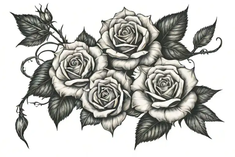 rose and six point star symbol intertwined roses tattoo design idea