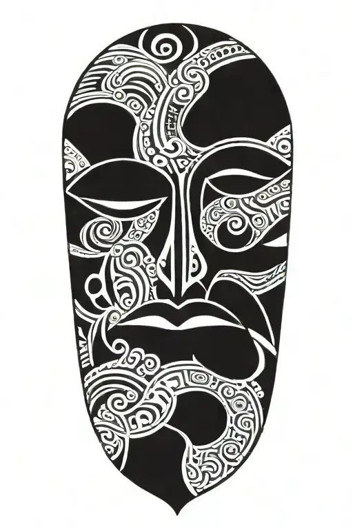 Maori style representing family, personal accomplishment, success, perseverance, without a visible face on the tattoo tattoo design idea