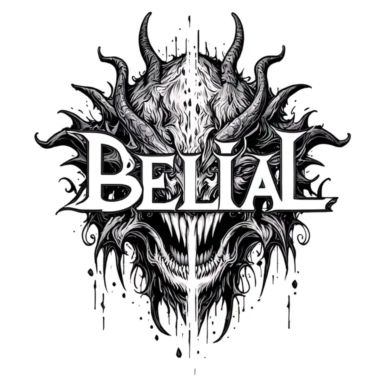 "B E L I A L" BELIAL DEMON tattoo design idea