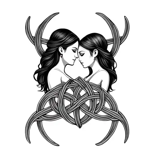 father and daughter celtic knot tattoo design idea