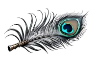 peacock feather and flute tattoo design idea