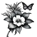 f1 race track (imola) an iris flower and butterfly for Daniel Ricciardos quote "enjoy the butterflies" tattoo design idea