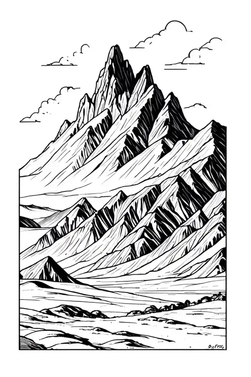 Death valley mountain landscape tattoo design idea