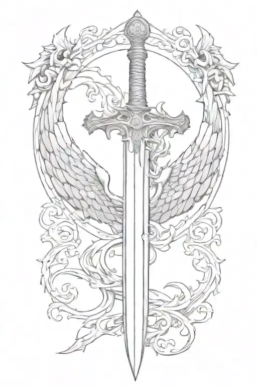 Sword with wings tattoo design idea