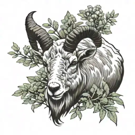Mountain goat skulls with Sage brush  tattoo design idea
