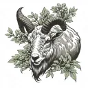 Mountain goat skulls with Sage brush  tattoo design idea