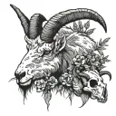 Mountain goat skulls with Sage brush  tattoo design idea