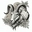 Mountain goat skulls with Sage brush  tattoo design idea
