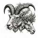 Mountain goat skulls with Sage brush  tattoo design idea
