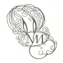 bunny ears with cursive M M tattoo design idea